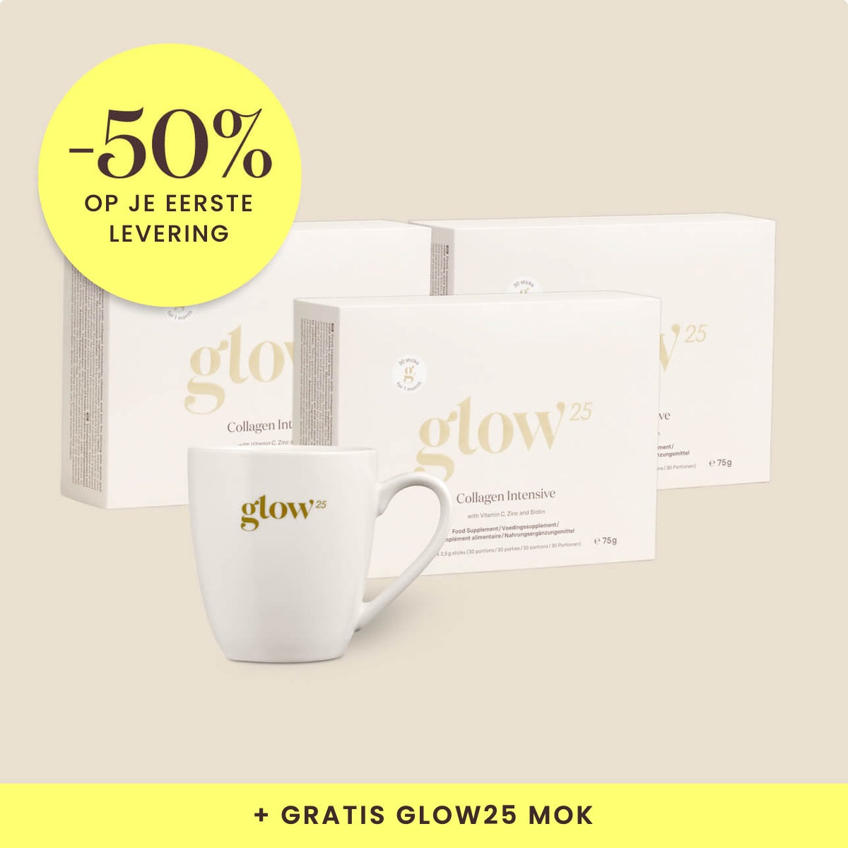 Collageen Intensief Sticks, 3 pakketten met gratis mok, Bynder-packshot