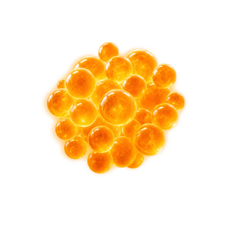 Kreatin, dargestellt als Schwarm goldener Kügelchen